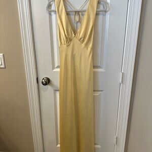 Abercrombie Plunge Cowl Back Maxi Dress XS Yellow NEW WITH TAGS